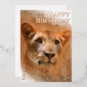 Carte De Vœux En Aluminium Joyeuse Lioness Sweet Birthday
