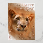 Carte De Vœux En Aluminium Joyeuse Lioness Sweet Birthday (Recto)