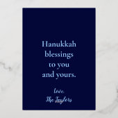 Carte De Vœux En Aluminium Joyeuse Menorah de Hanukka (Verso)