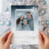 Carte De Vœux En Aluminium Joyeuses Fêtes à huile bleu nuit neige