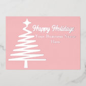 Carte De Vœux En Aluminium Joyeuses Fêtes Arbre Rose Chaud (Recto)