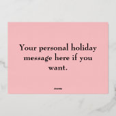 Carte De Vœux En Aluminium Joyeuses Fêtes Arbre Rose Chaud (Verso)