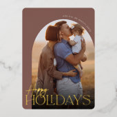 Carte De Vœux En Aluminium Joyeuses Fêtes Arche photo verticale (Recto)