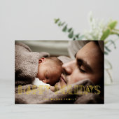 Carte De Vœux En Aluminium Joyeuses fêtes Art déco rétro Photo Noël Or (Debout devant)