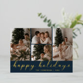 Carte De Vœux En Aluminium Joyeuses Fêtes Collage de Photos Script Noël (Debout devant)