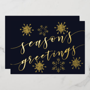 Carte De Vœux En Aluminium Joyeuses Fêtes de la Marine Gold Snowflakes