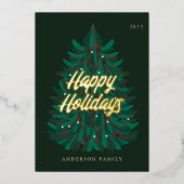 Carte De Vœux En Aluminium Joyeuses Fêtes Élégant Arbre de Noël Moderne (Recto)