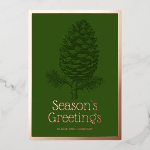 Carte De Vœux En Aluminium Joyeuses Fêtes Fir Pinecone Entreprise Moderne