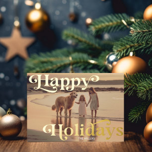 Carte De Vœux En Aluminium Joyeuses Fêtes Modernes Élégantes Minimaliste 1 Ph