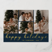 Carte De Vœux En Aluminium Joyeuses Fêtes Noël Script Collage de photos (Recto)