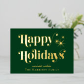 Carte De Vœux En Aluminium Joyeuses fêtes Noël vert (Debout devant)