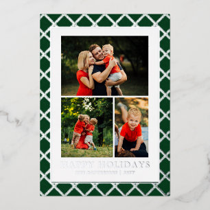 Carte De Vœux En Aluminium Joyeuses Fêtes Photo Collage Vert chèque Noël