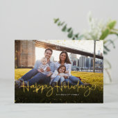 Carte De Vœux En Aluminium Joyeuses fêtes photo simple et mignonne (Debout devant)