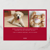 Carte De Vœux En Aluminium Joyeuses Fêtes Rouge Photo Noël (Verso)