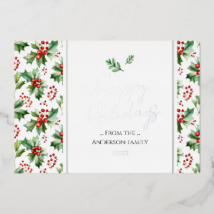 Carte De Vœux En Aluminium Joyeuses Fêtes Simple Noël Baie