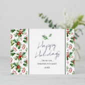 Carte De Vœux En Aluminium Joyeuses Fêtes Simple Noël Baie (Debout devant)