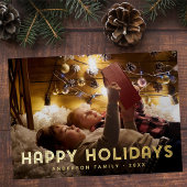 Carte De Vœux En Aluminium Joyeuses Fêtes Typographie Simple Moderne