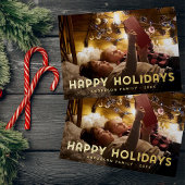 Carte De Vœux En Aluminium Joyeuses Fêtes Typographie Simple Moderne