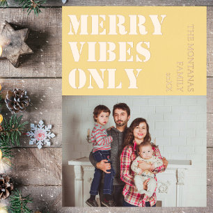 Carte De Vœux En Aluminium Joyeuses Vibes Famille seulement Photo Soft Gold