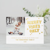 Carte De Vœux En Aluminium Joyeuses Vibes Unique Retro Photo de Noël (Debout devant)