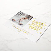 Carte De Vœux En Aluminium Joyeuses Vibes Unique Retro Photo de Noël (Rotation)