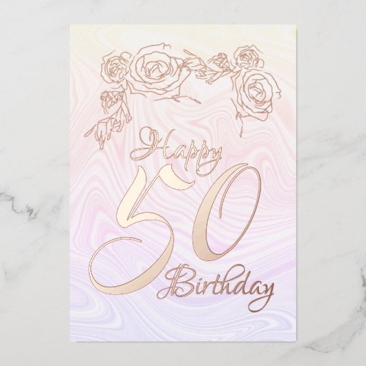 Carte De Vœux En Aluminium Joyeux 50e anniversaire avec l'or (Recto)