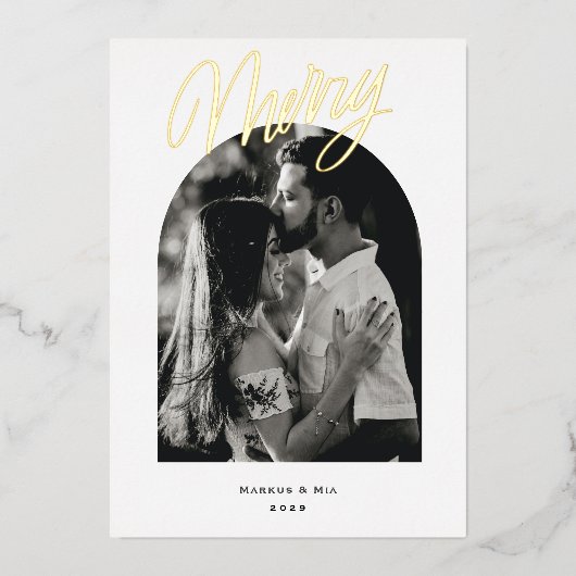 Carte De Vœux En Aluminium Joyeux Arc Moderne (Recto)