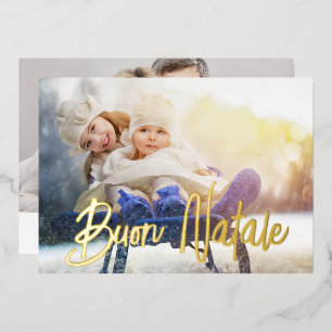 Carte De Vœux En Aluminium Joyeux Buon Natale Photo Or