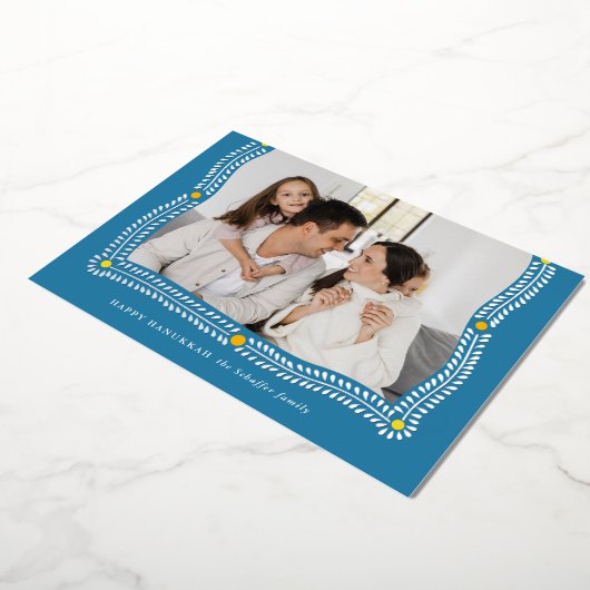 Carte De Vœux En Aluminium Joyeux cadre Hanoukka de lumière photo (Rotation)