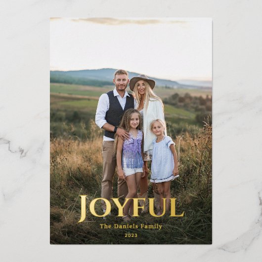 Carte De Vœux En Aluminium Joyeux en or (Recto)