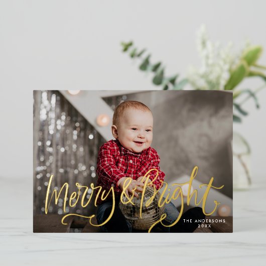 Carte De Vœux En Aluminium Joyeux et brillant (Debout devant)