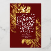 Carte De Vœux En Aluminium Joyeux et brillant épais Citrus Pine Bough Or (Recto)