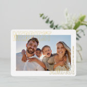 Carte De Vœux En Aluminium JOYEUX et LUMINEUX PHOTO famille moderne colorée (Debout devant)