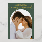 Carte De Vœux En Aluminium Joyeux et Marié Cardiaque Script Photo de Noël (Recto)