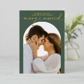 Carte De Vœux En Aluminium Joyeux et Marié Cardiaque Script Photo de Noël (Debout devant)