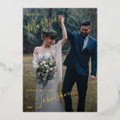 Carte De Vœux En Aluminium Joyeux et marié Script Mariage photo Foil Holiday (Recto)