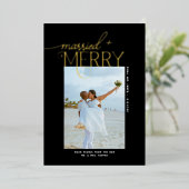 Carte De Vœux En Aluminium Joyeux et marié Script Photo Noël Nouveaux mariés (Debout devant)