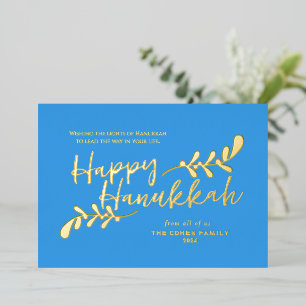 Carte De Vœux En Aluminium Joyeux Hanukkah 3 Photo Moderne Lettre Main