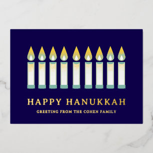 Carte De Vœux En Aluminium Joyeux Hanukkah   Simple Vœu de Bougie Élégant 
