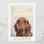 Carte De Vœux En Aluminium Joyeux Howlidays Moderne Photo de Chien Simple<br><div class="desc">Partagez la joie des fêtes avec cette carte de Noël amusante et moderne “Joyeux Howlidays” avec feuille d'or,  d'argent ou de rose véritable.</div>