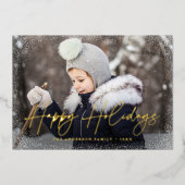 Carte De Vœux En Aluminium Joyeux Joyeux Jours Moderne Photo Script (Recto)