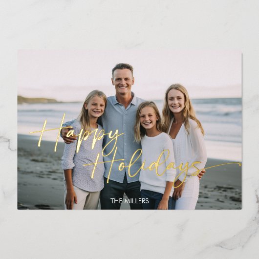 Carte De Vœux En Aluminium Joyeux Joyeux Jours Script Minimal 1 Photo (Recto)