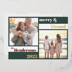 Carte De Vœux En Aluminium Joyeux Joyeux Joyeux Bénie Famille de Noël Photo V