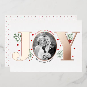 Carte De Vœux En Aluminium Joyeux marié et Joyeux Joyeux rose de Noël or