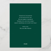 Carte De Vœux En Aluminium Joyeux marié vert script or photo Noël (Verso)