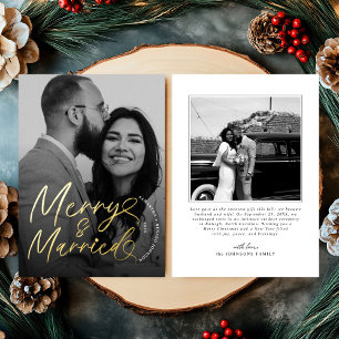 Carte De Vœux En Aluminium Joyeux moderne et marié Script de Noël