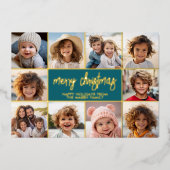 Carte De Vœux En Aluminium Joyeux Noël - 10 Photo - Script moderne Or (Recto)