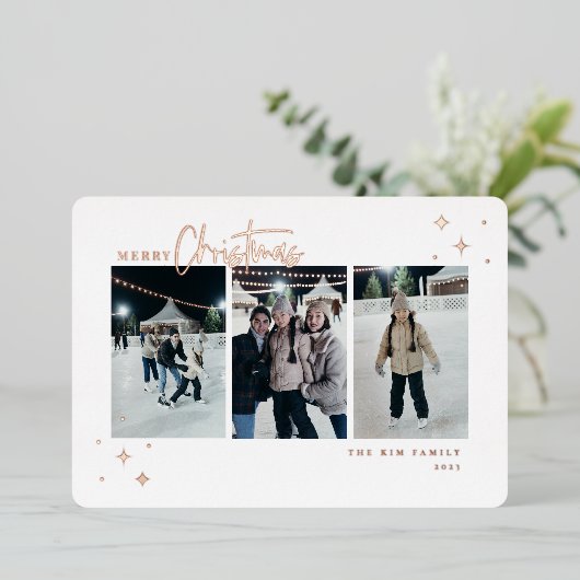 Carte De Vœux En Aluminium Joyeux Noël 3 Photo (Debout devant)