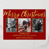 Carte De Vœux En Aluminium Joyeux Noël 3 Photo Collage Real (Recto)