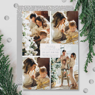 Carte De Vœux En Aluminium Joyeux Noël 4 Photo Collage Argent